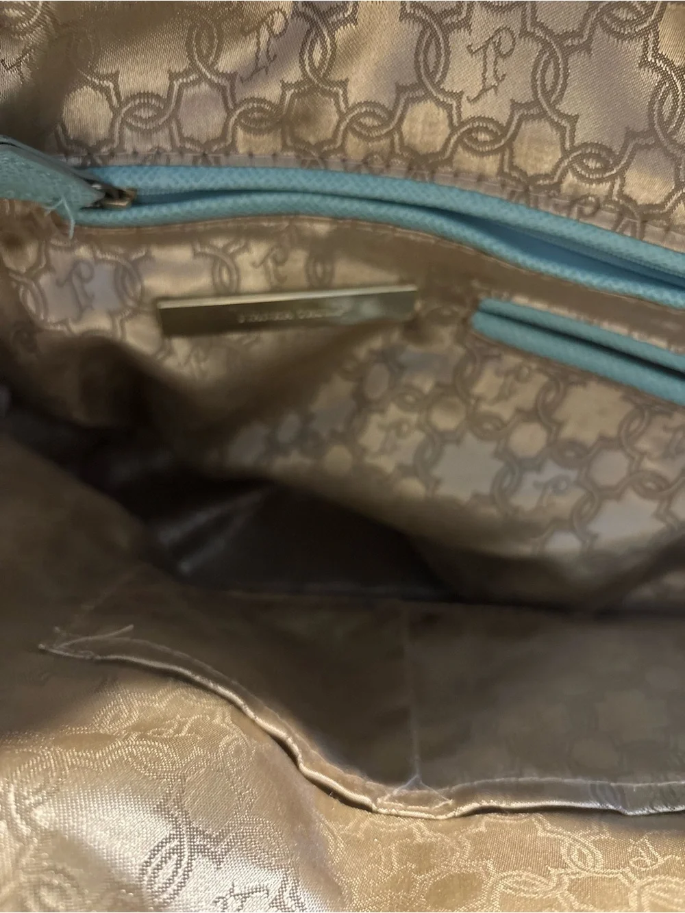 Ivanka Trump Mint-Blue Structured Satchel with Gold Hardware